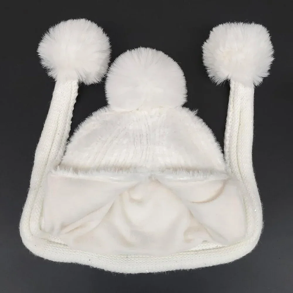 Women Baise Winter Sherpa Beanie Hats Knit Ear Flaps Peruvian Cover Ears